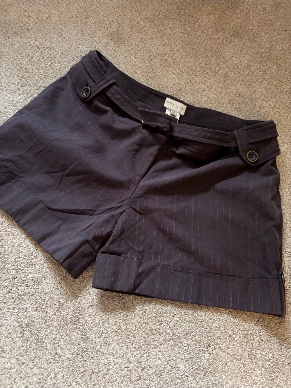 Karen Millen Black Pinstripe Cuffed Shorts
